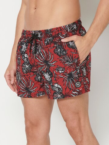 KOROSHI - Calções de banho em vermelho: frente