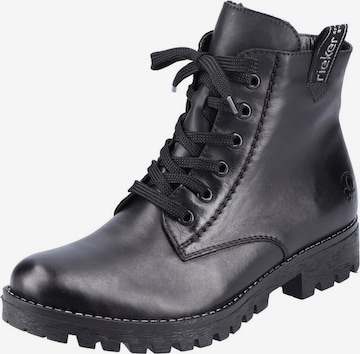 Rieker Lace-Up Ankle Boots in Black: front