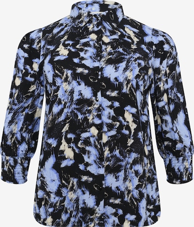 KAFFE CURVE Bluse 'Lurana' in hellblau / pastellgelb / schwarz, Produktansicht