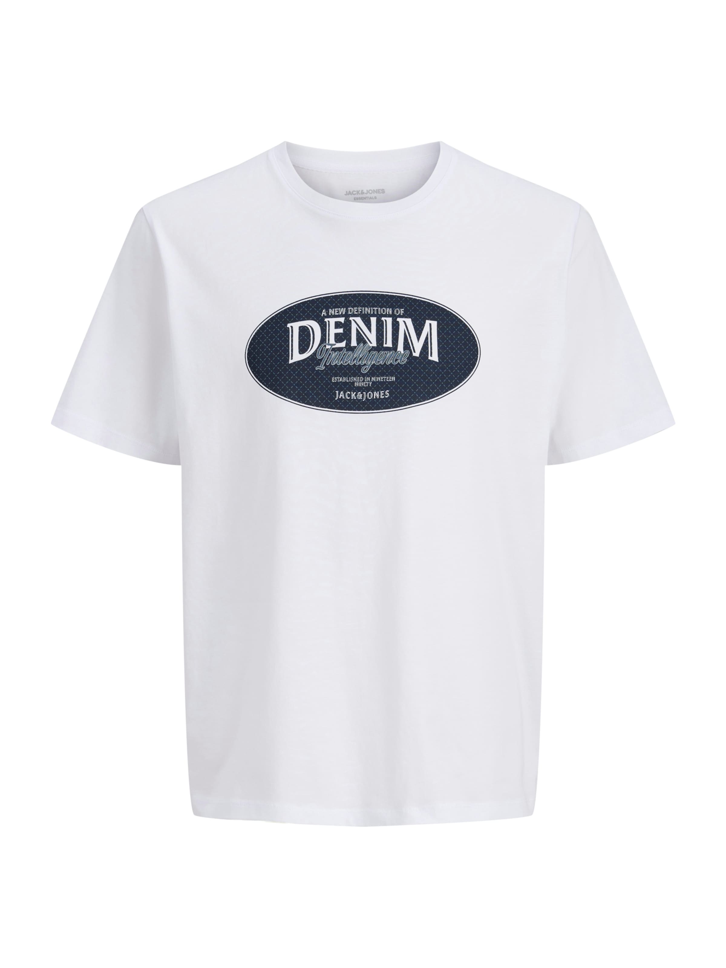 Jack & Jones Plus Μπλουζάκι 'JJEDOVER DENIM' σε λευκό: μπροστά