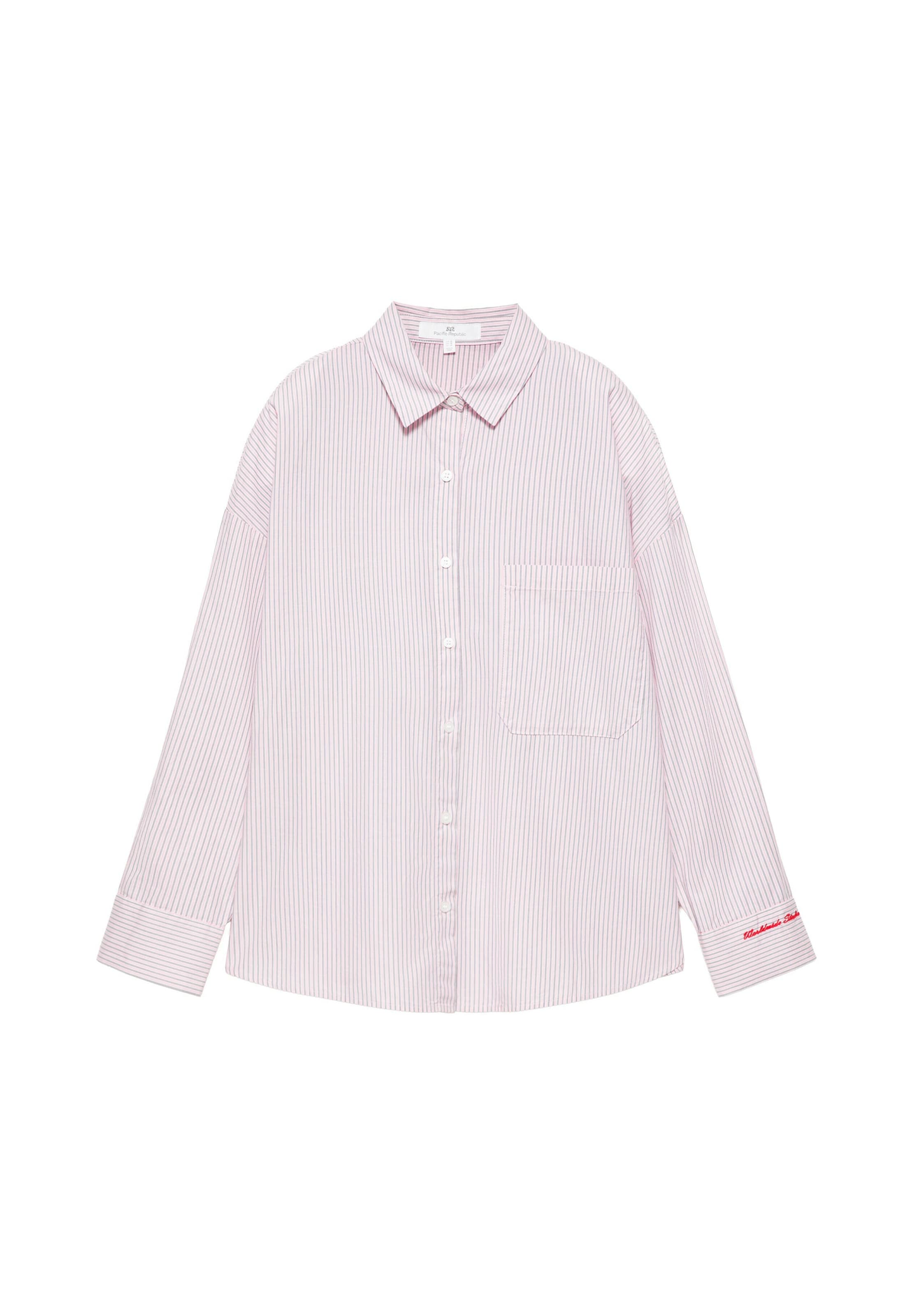 Pull&Bear Chemisier 'PACIFIC' en XS en gris foncé / rose / blanc, Vue avec produit