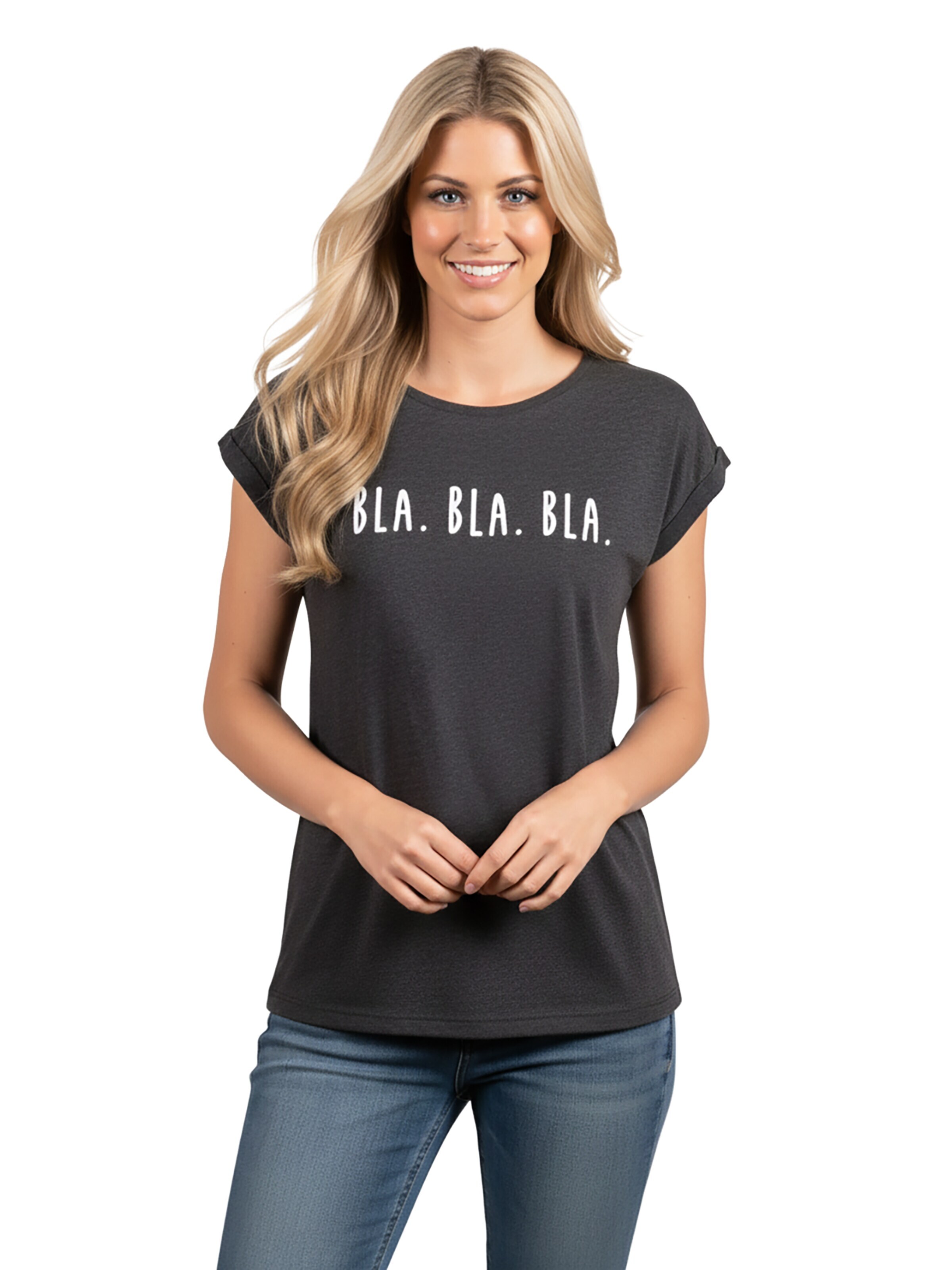 MAKAYA Shirt 'Bla Bla Bla' in Grey