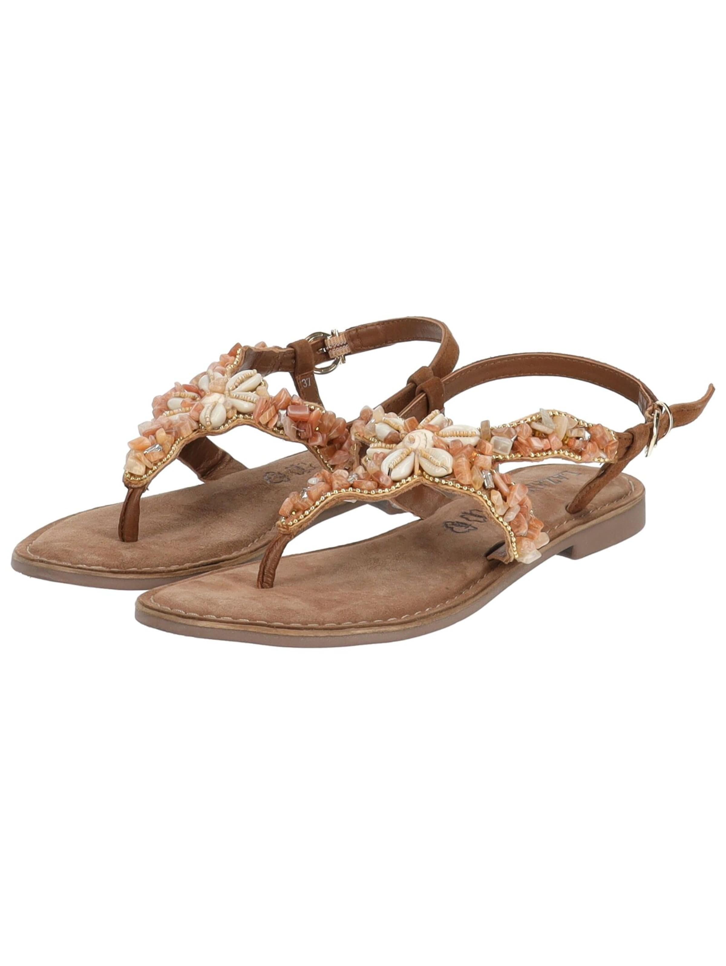 LAZAMANI T-Bar Sandals in Brown