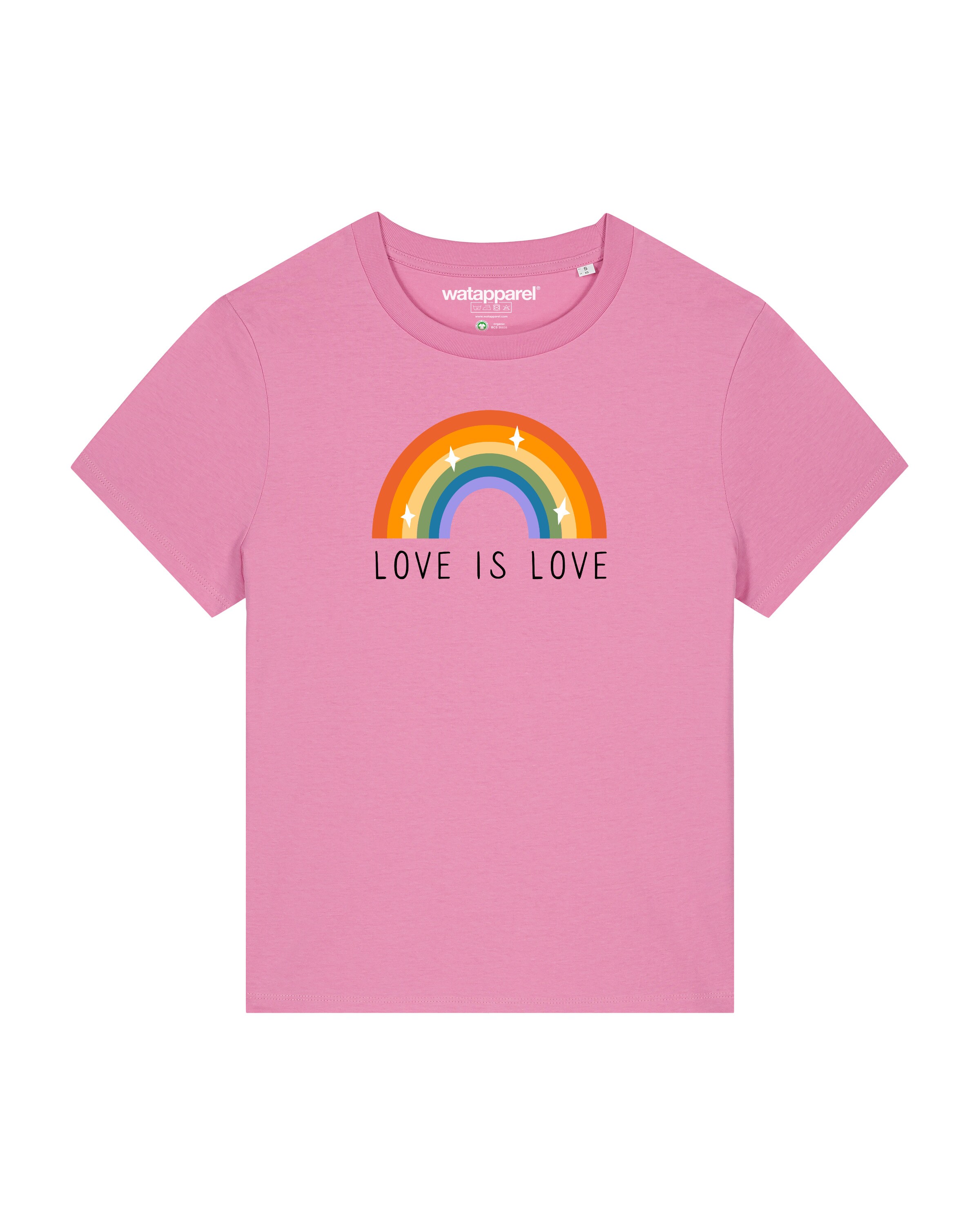 Maglietta 'Love is Love' di Watapparel in rosa: frontale