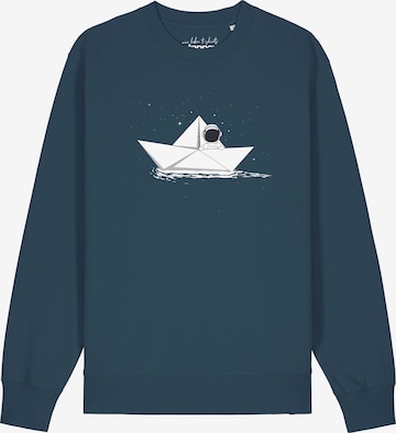 Watapparel Sweatshirt ' Astronaut in paper boat ' in Blauw: voorkant