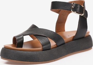 INUOVO Strap Sandals in Black: front