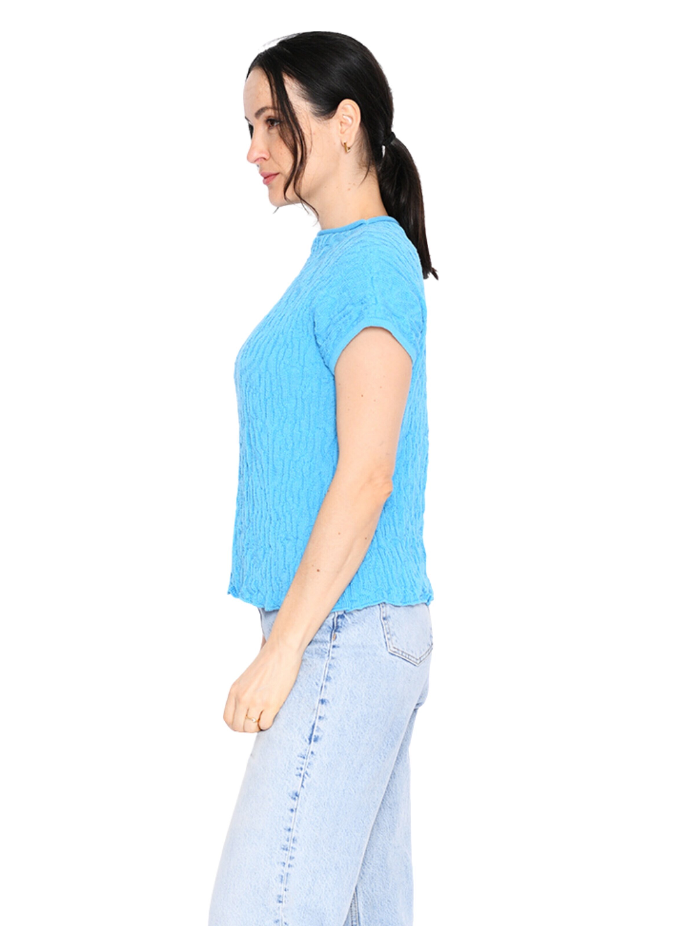 Süel knitwear - Top de punto 'Wrinkled Texture' en azul