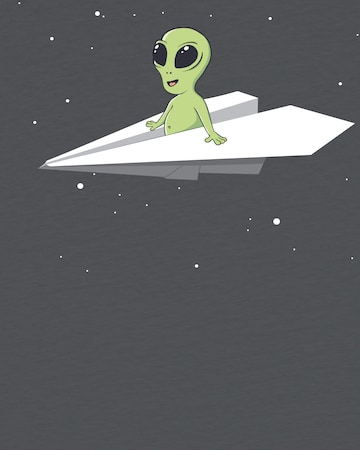 T-Shirt 'Alien On A Paper Plane' watabout.kids en gris