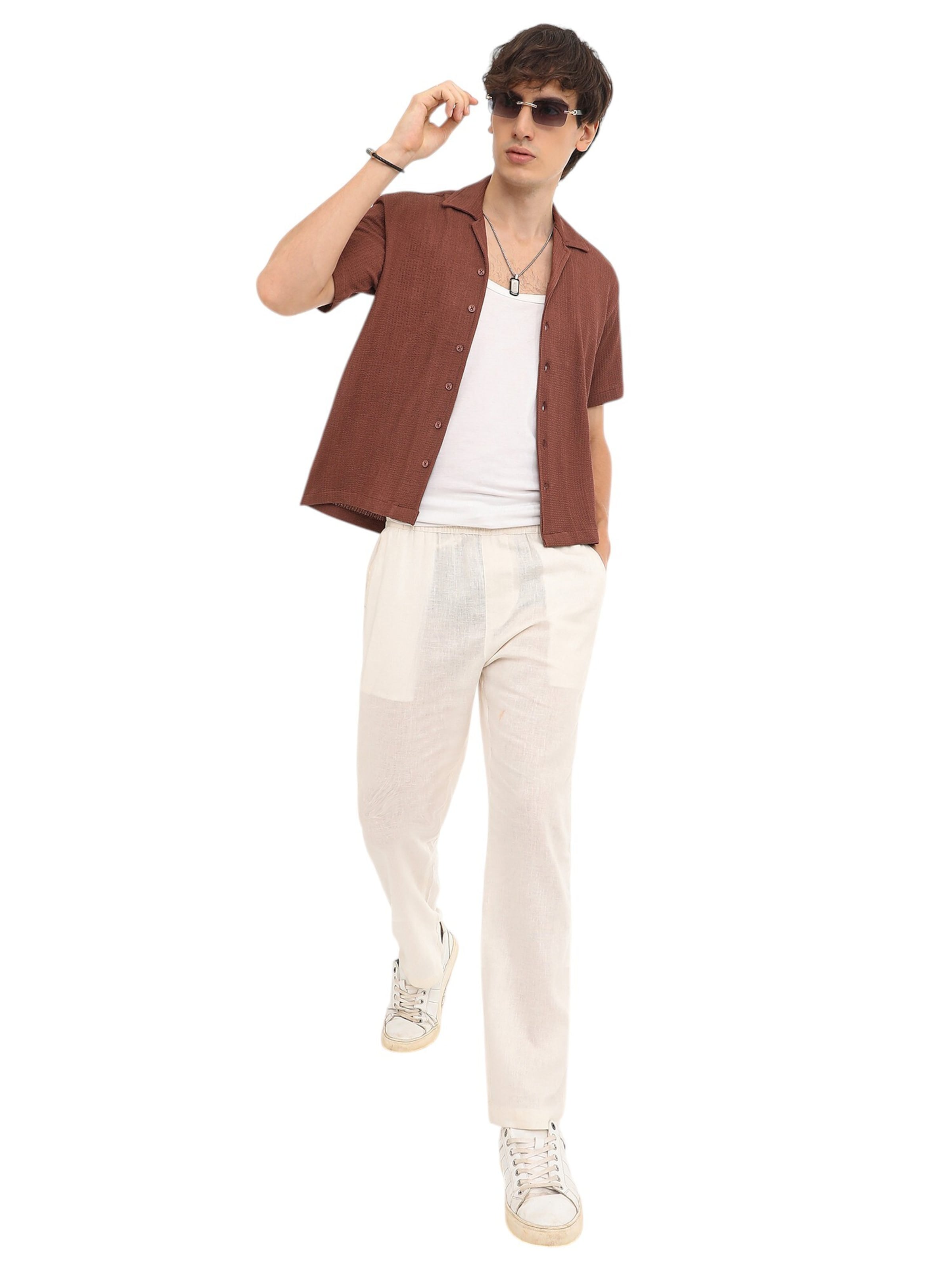 Campus Sutra Comfort Fit Košeľa 'Tanzi' - Hnedá