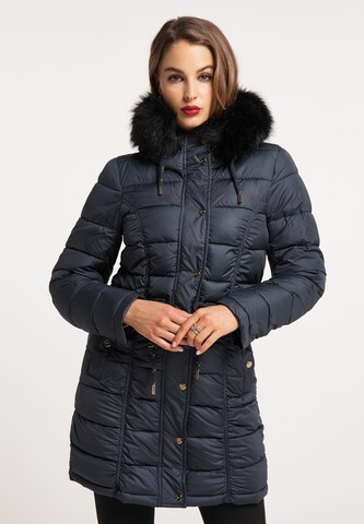 faina Winter Coat in Blue: front