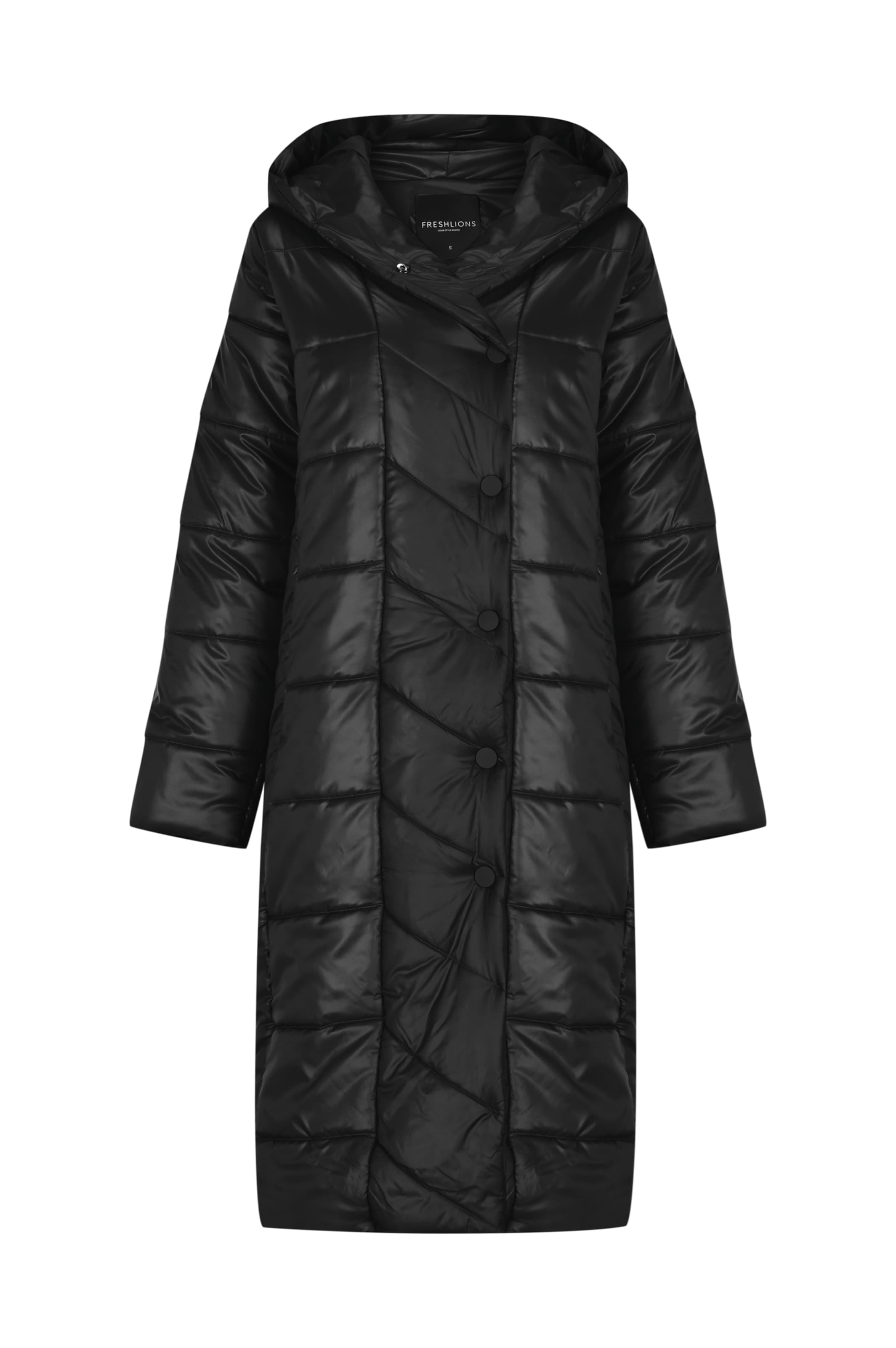 FRESHLIONS Steppmantel 'Eva' in Schwarz: Vorderseite
