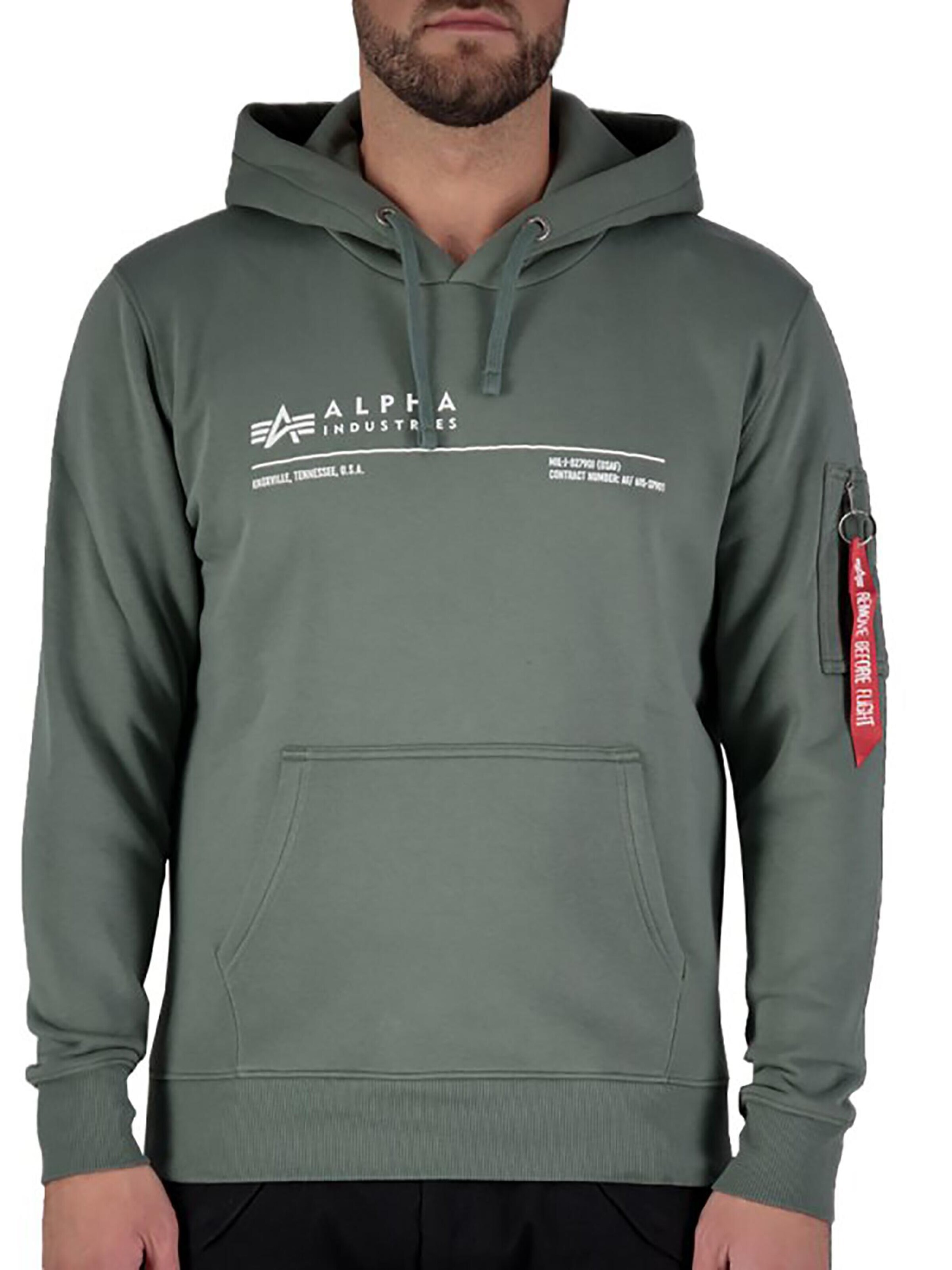 ALPHA INDUSTRIES Sweatshirt 'Al Reflective'‌‌‌‌ in Grün: Vorderseite