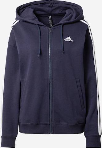 ADIDAS SPORTSWEAR Athletic Zip-Up Hoodie 'Essentials 3-Stripes French Terry ' in Blue: front