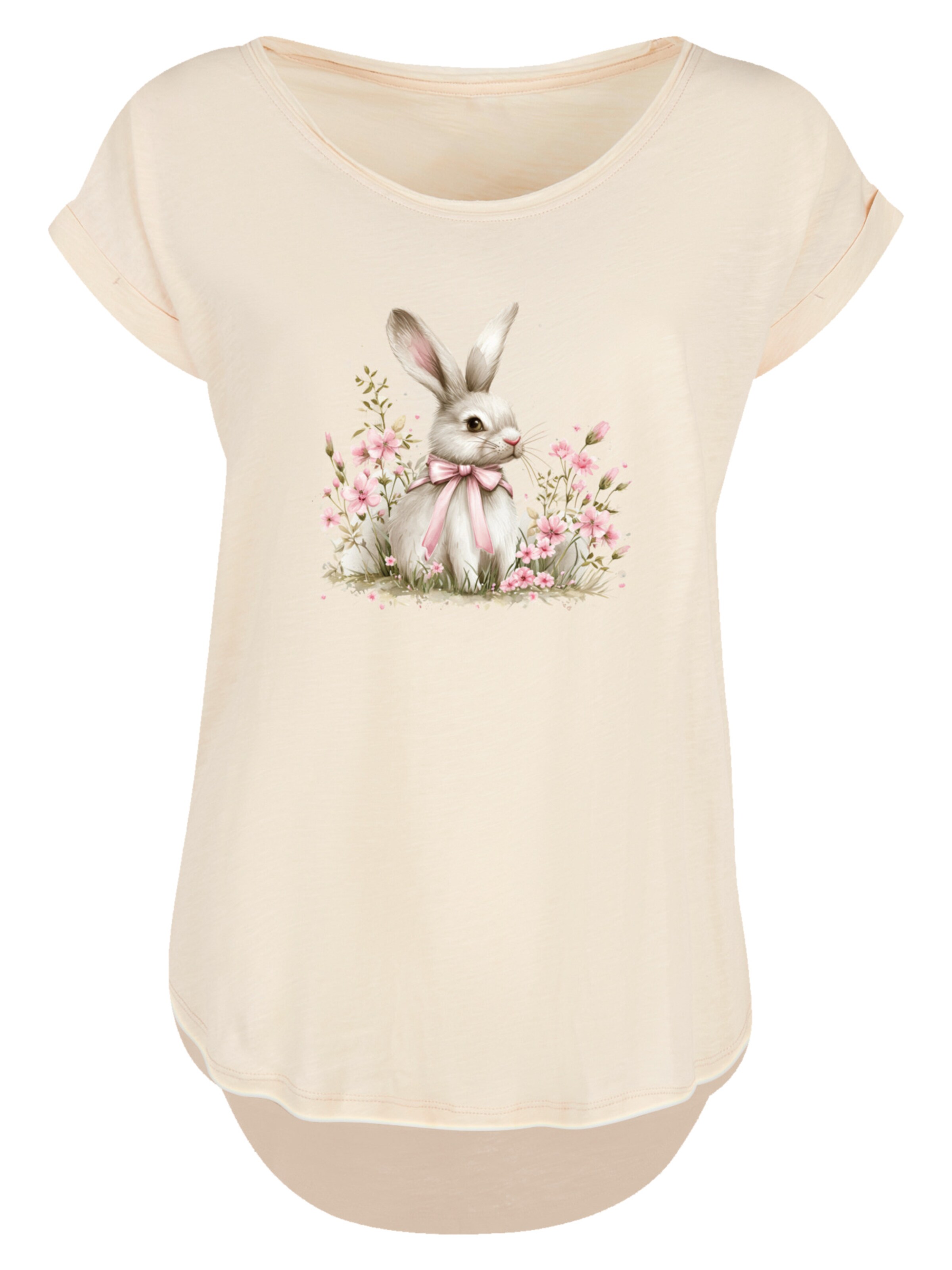 F4NT4STIC Shirt 'Niedlicher Osterhase mit Blumen' in Beige: front