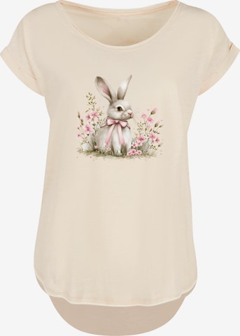 T-shirt 'Niedlicher Osterhase mit Blumen' F4NT4STIC en beige : devant