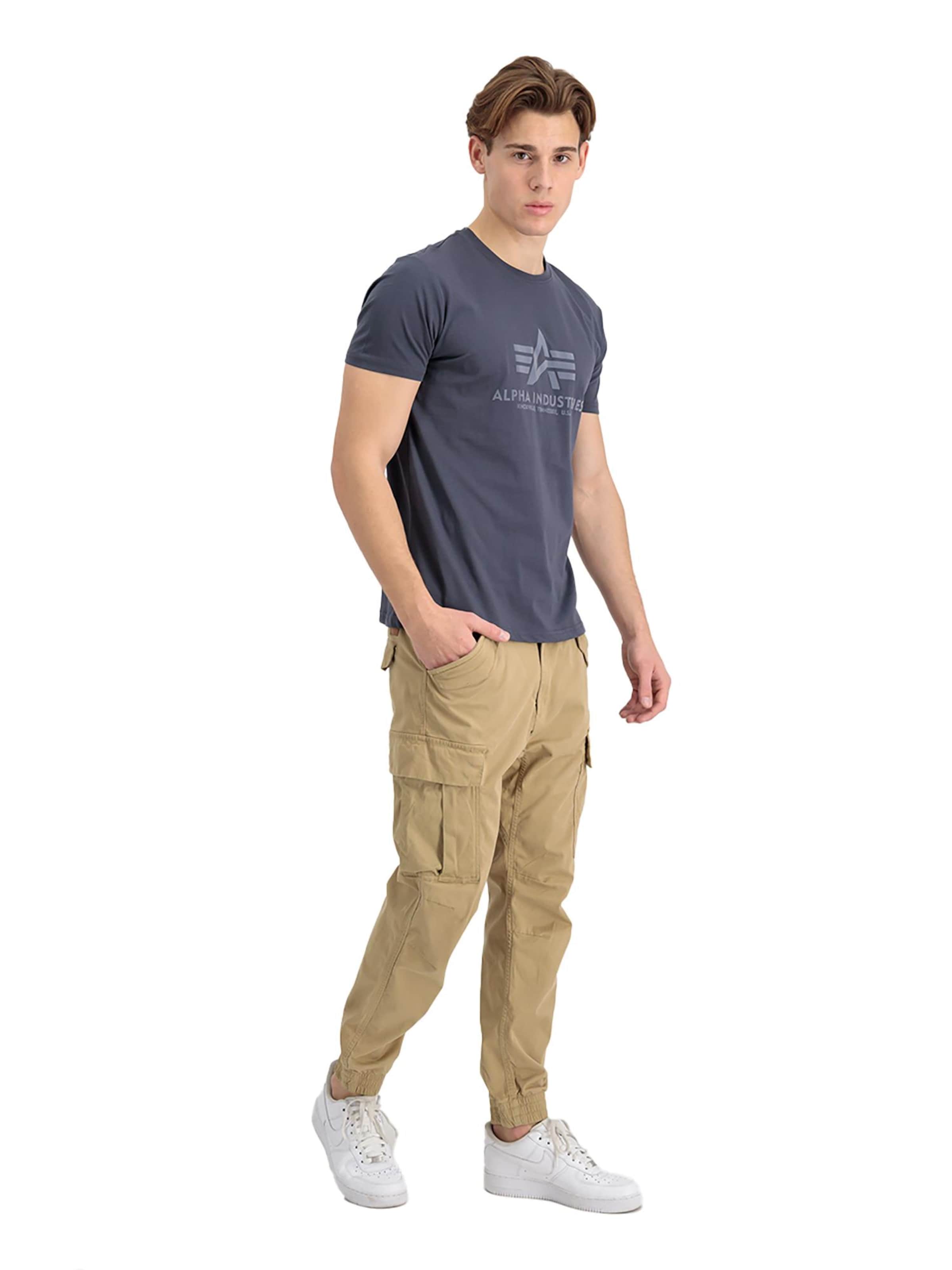 ALPHA INDUSTRIES Shirt 'Basic Logo'‌‌‌‌‌‌‌‌‌ in Grau
