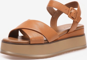 INUOVO Strap Sandals in Brown: front