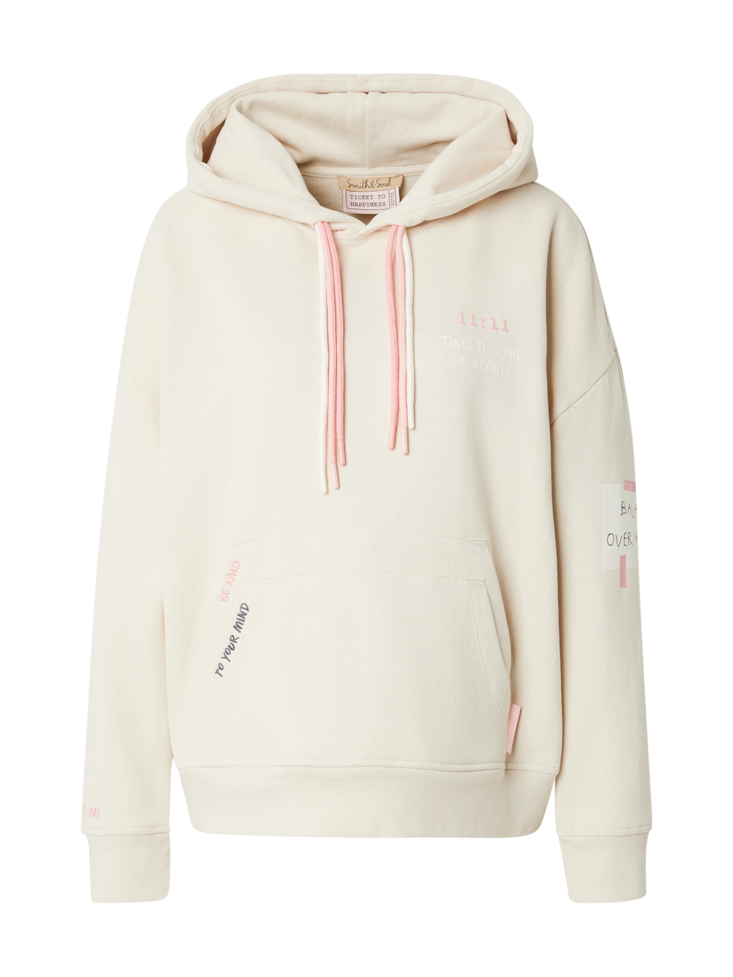 Smith&Soul Collegepaita 'Crazy' värissä beige: etupuoli