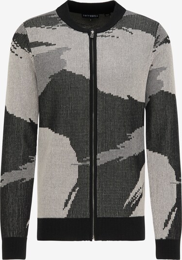 TUFFSKULL Strickjacke in hellgrau / schwarz / wollweiß, Produktansicht