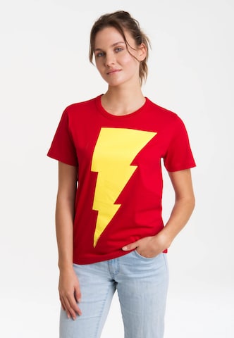 LOGOSHIRT Shirt 'DC Comics - Shazam' in Rood: voorkant