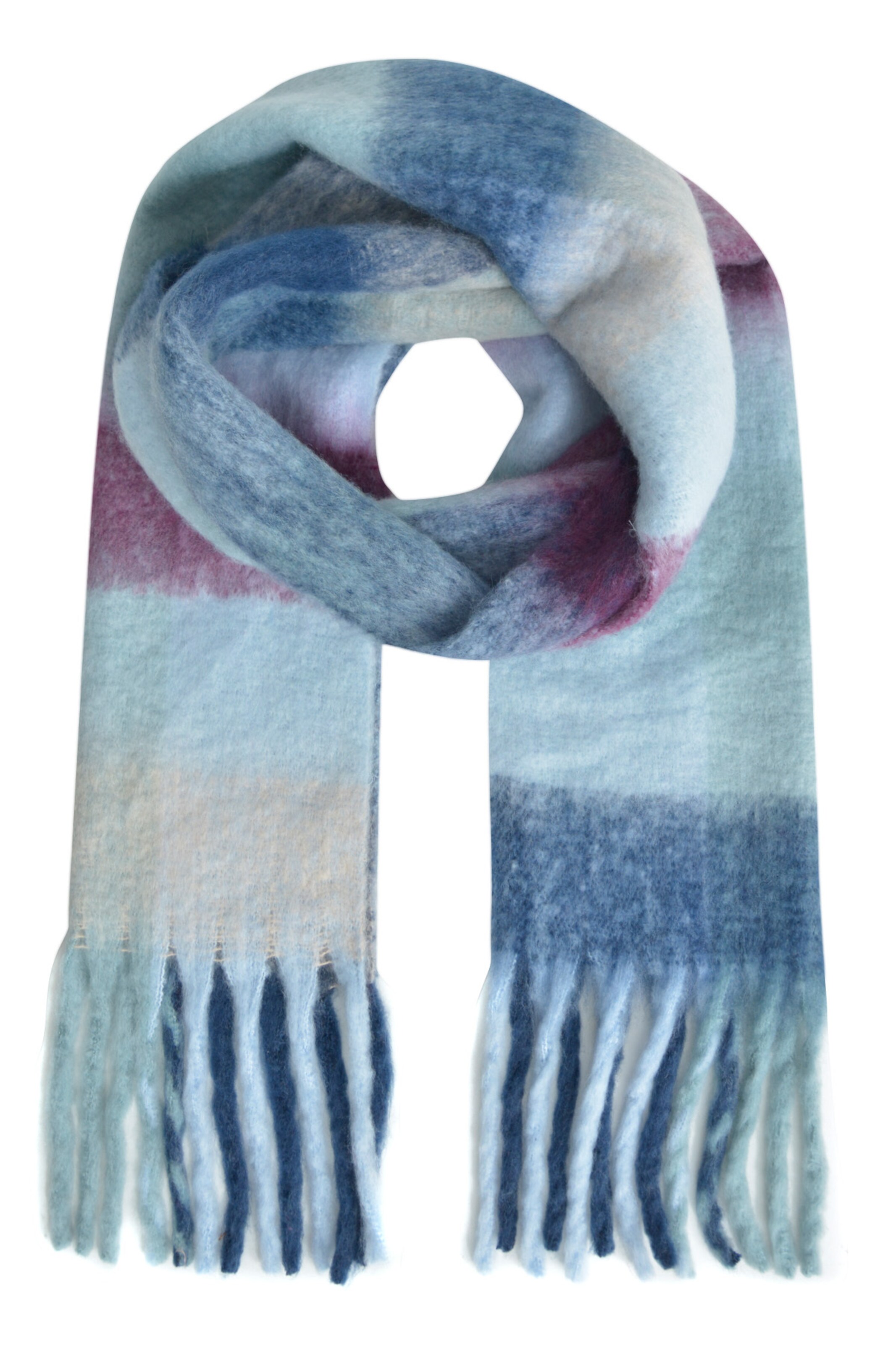 Smith&Soul Schal mit Karomuster und Fransen in bordeaux, Produktansicht