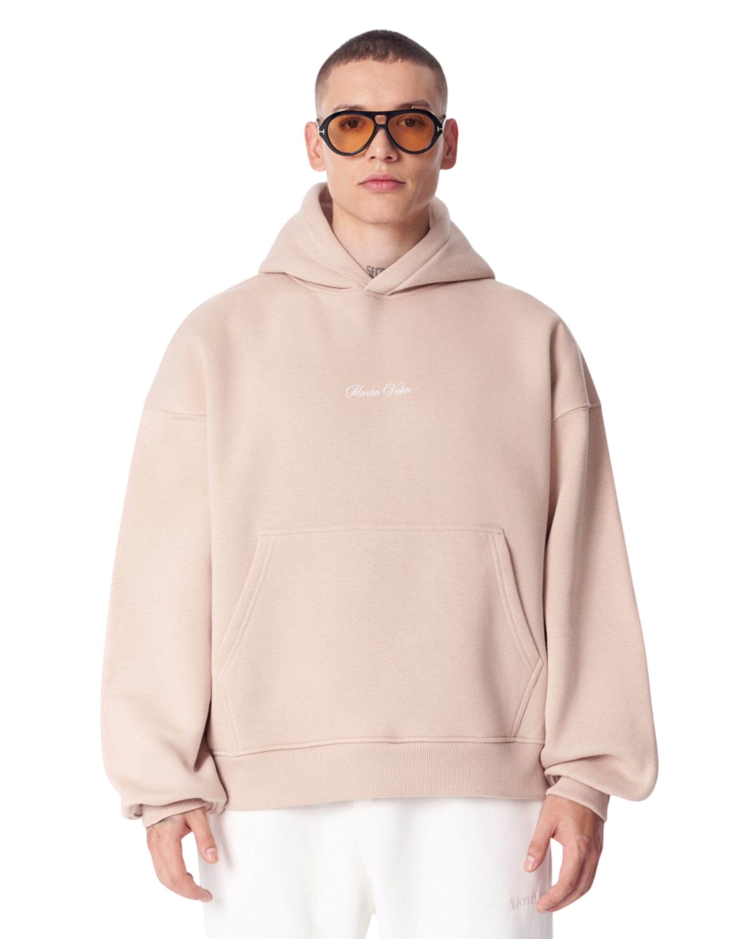 Sweat-shirt MARTIN VALEN en beige : devant