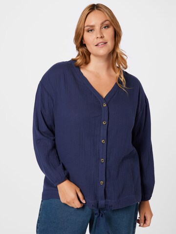 Zizzi Blouse 'MAMARA' in Blauw: voorkant