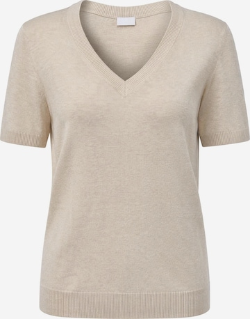 ARACH&CLOZ Pullover 'Kurzarmpullover Damen Pullover Wollmischung Kurzarm V Ausschnitt' in Beige: Vorderseite