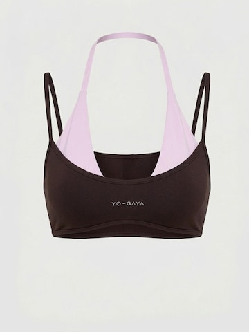 YO-GAYA Bralette Sports Bra 'Layered Halter Bra' in Brown: front