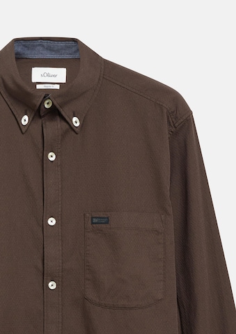 s.Oliver Regular fit Button Up Shirt in Brown
