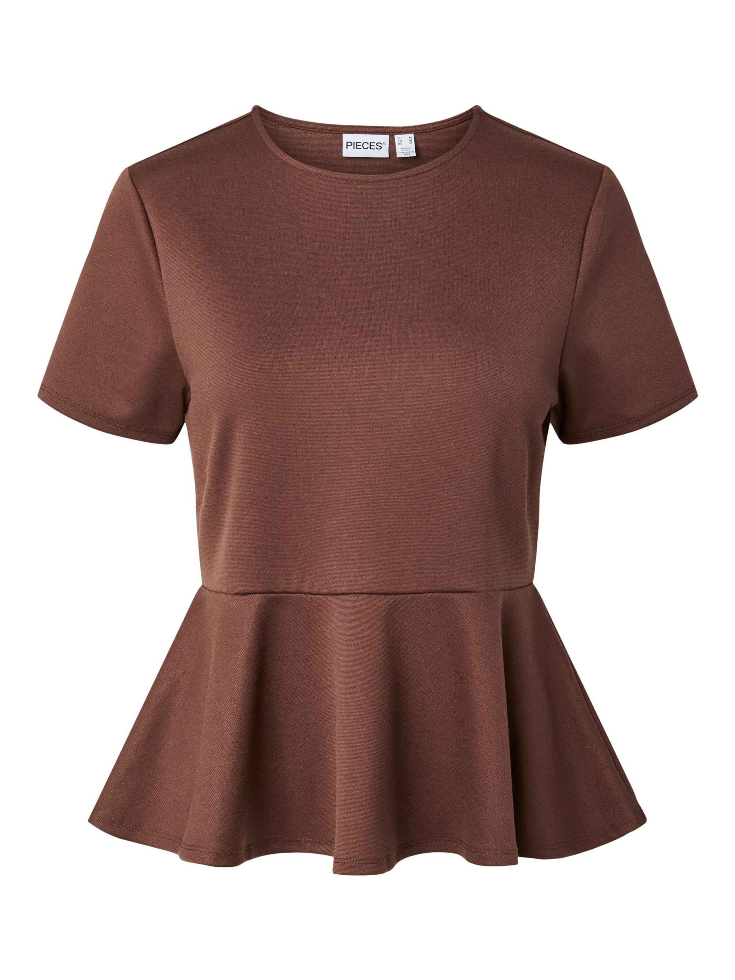 PIECES Shirt 'PCAlisa' in Brown: front
