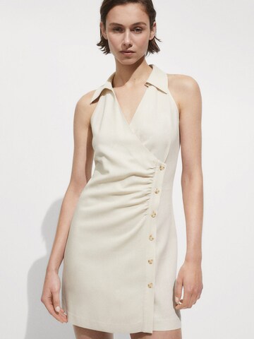 MANGO Shirt dress in Beige: front