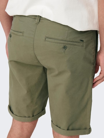 Slimfit Pantaloni chino 'Peter' di Only & Sons in verde