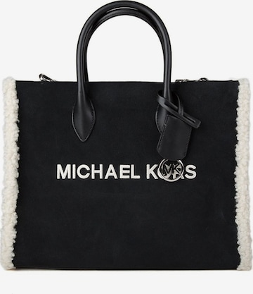 Michael Kors - Bolso de mano 'Mirella Medium Suede and Faux Shearling Tote Bag' en negro: frente