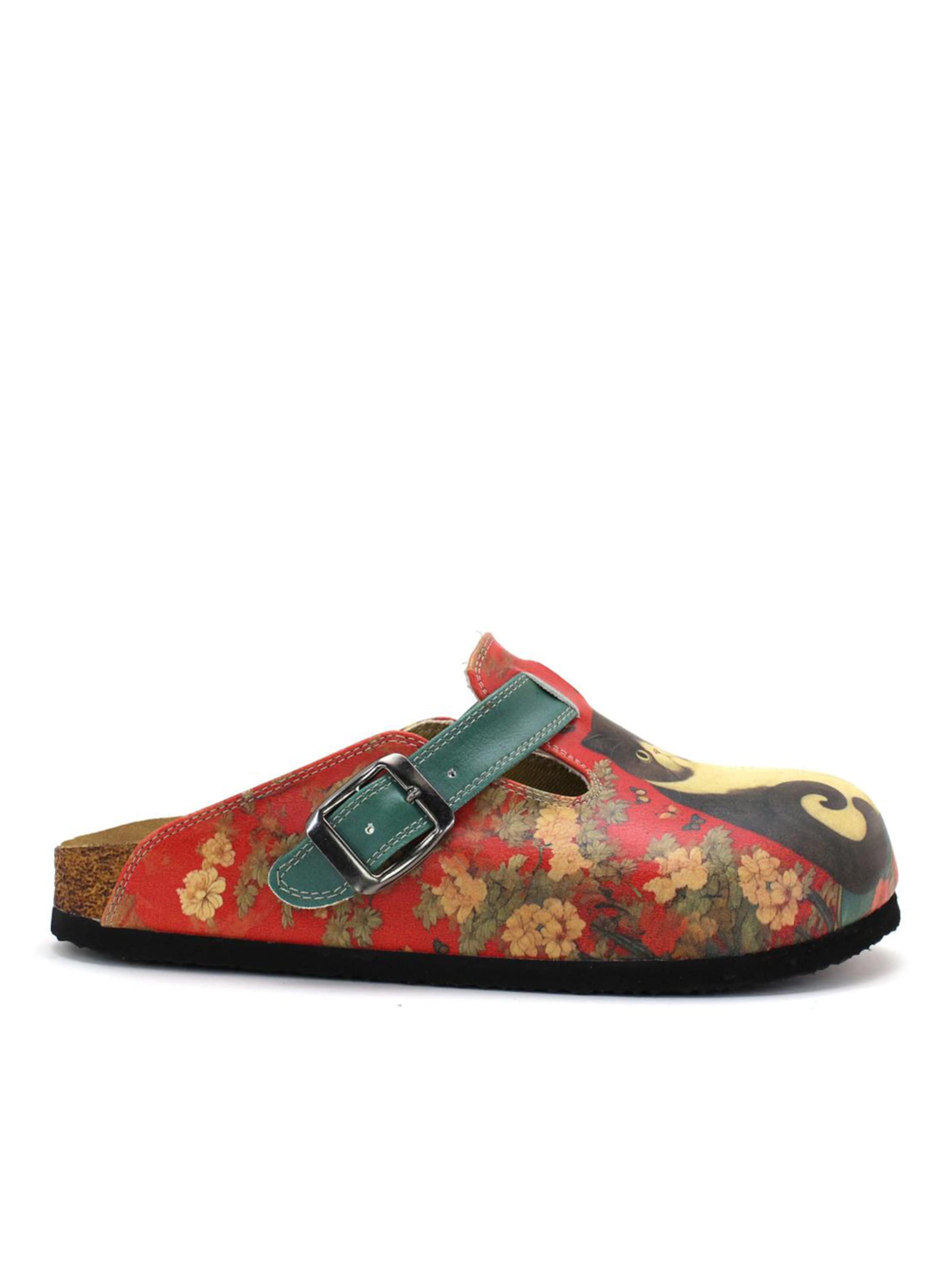 Clogs 'Women Calceo Red Clogs WCAL5430 with cat design' di Goby in rosso: frontale