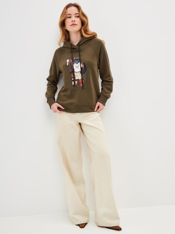 Felpa 'Rider Cat' di Cat e Lolette in verde