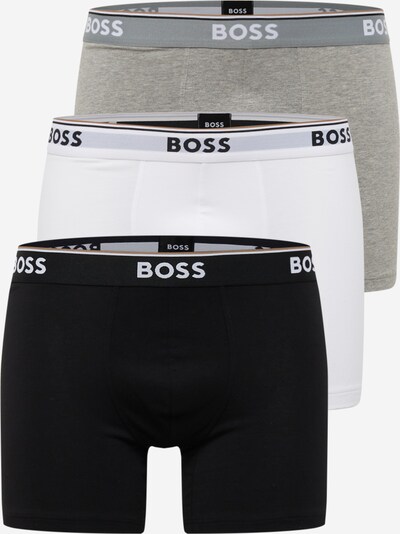 BOSS Boxershorts 'Power' in graumeliert / schwarz / weiß, Produktansicht