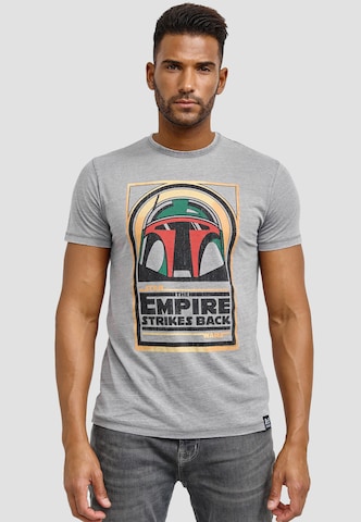 Recovered Shirt 'Star Wars Boba Fett Empire Strikes Back' in Grey: front
