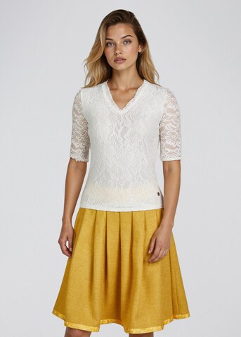 SPIETH & WENSKY Dirndlbluse  'Arktis' mit Alloverspitze in Weiß: Vorderseite