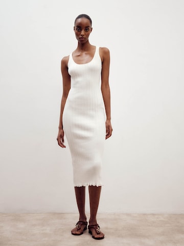 ABOUT YOU x Marie von Behrens Knitted dress 'Flora' in White