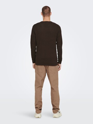 Only & Sons Regular Fit Pullover 'Panter' in Braun