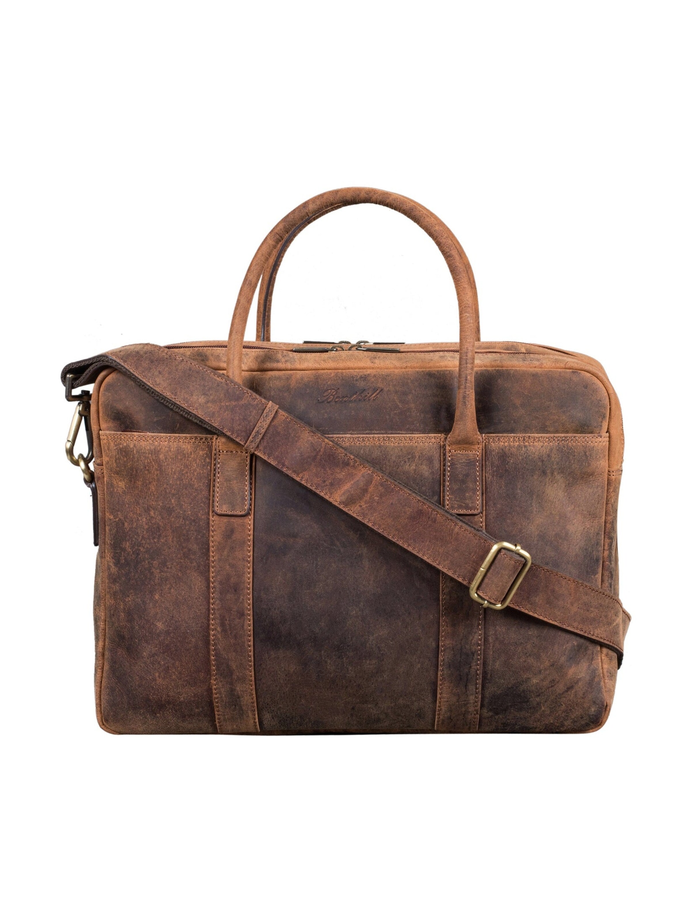 Benthill Laptop Bag in Brown: front