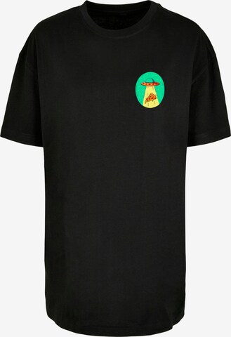 Maglia extra large 'Ufo Pizza' di Mister Tee in nero: frontale