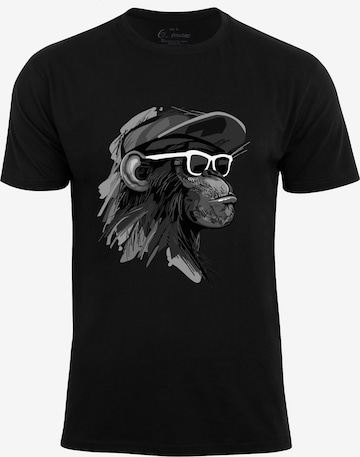 Cotton Prime T-Shirt 'Cool Monkey mit Brille' in Schwarz: Vorderseite