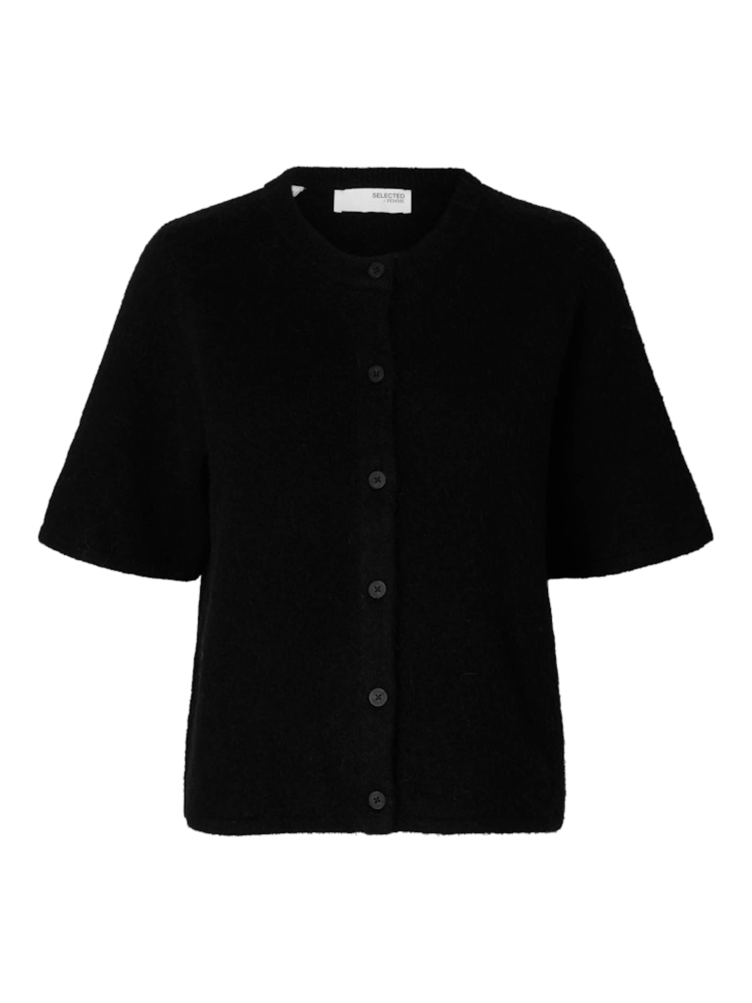 SELECTED Knit Cardigan 'SLFLulu' in Black: front
