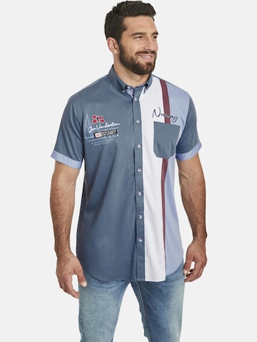 Jan Vanderstorm Comfort fit Button Up Shirt 'Thjorven' in Blue: front