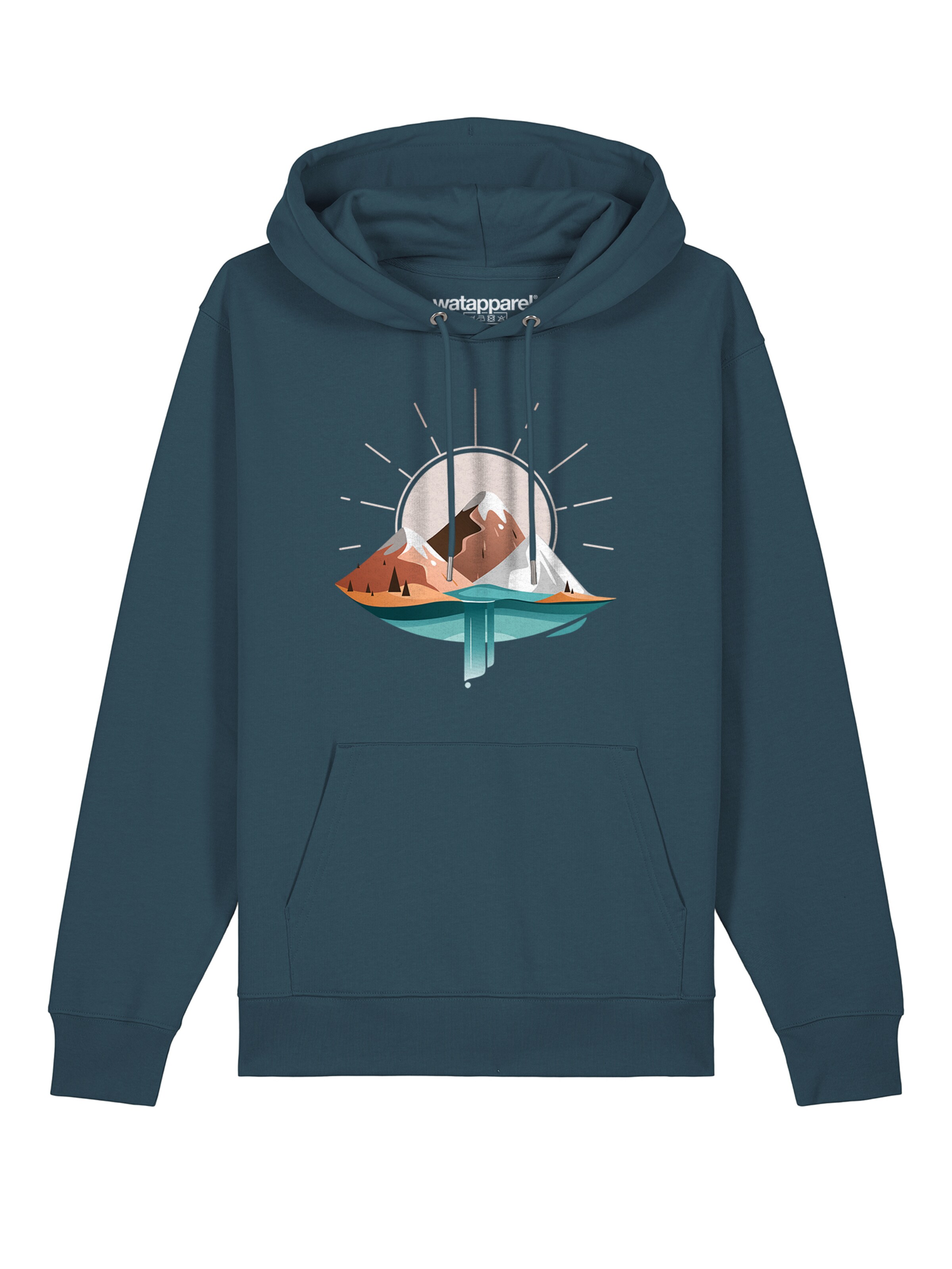 Felpa ' Sunrise & Lake ' di Watapparel in blu: frontale