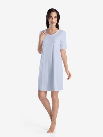 Hanro Kurzarm Nachthemd ' Cotton Deluxe 90cm ' in Blau: predná strana