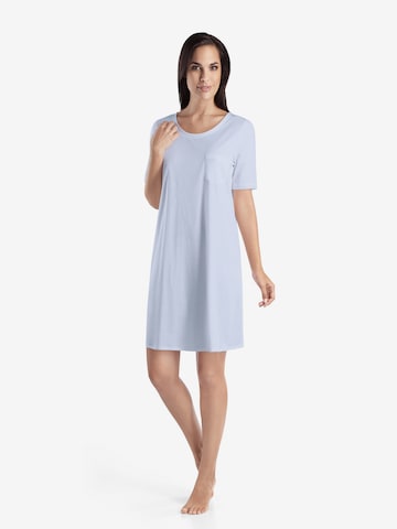 Hanro Nachthemd ' Cotton Deluxe 90cm ' in Blauw: voorkant