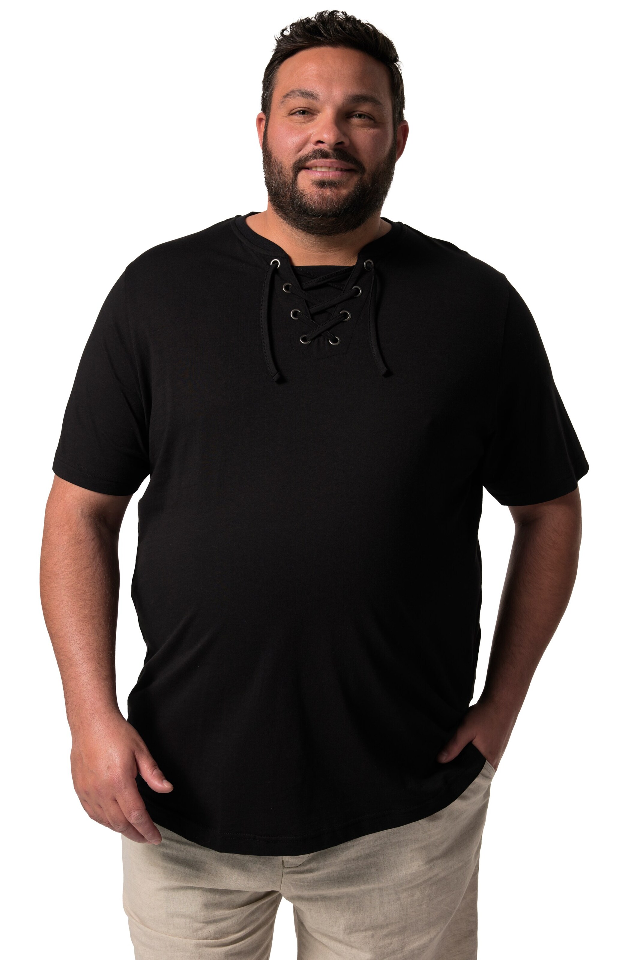 Men Plus Shirt in Black: front